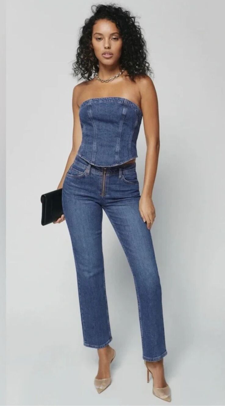 Reformation Jeans Julianna Zip Mid Rise Straight Leg Jeans Size 28